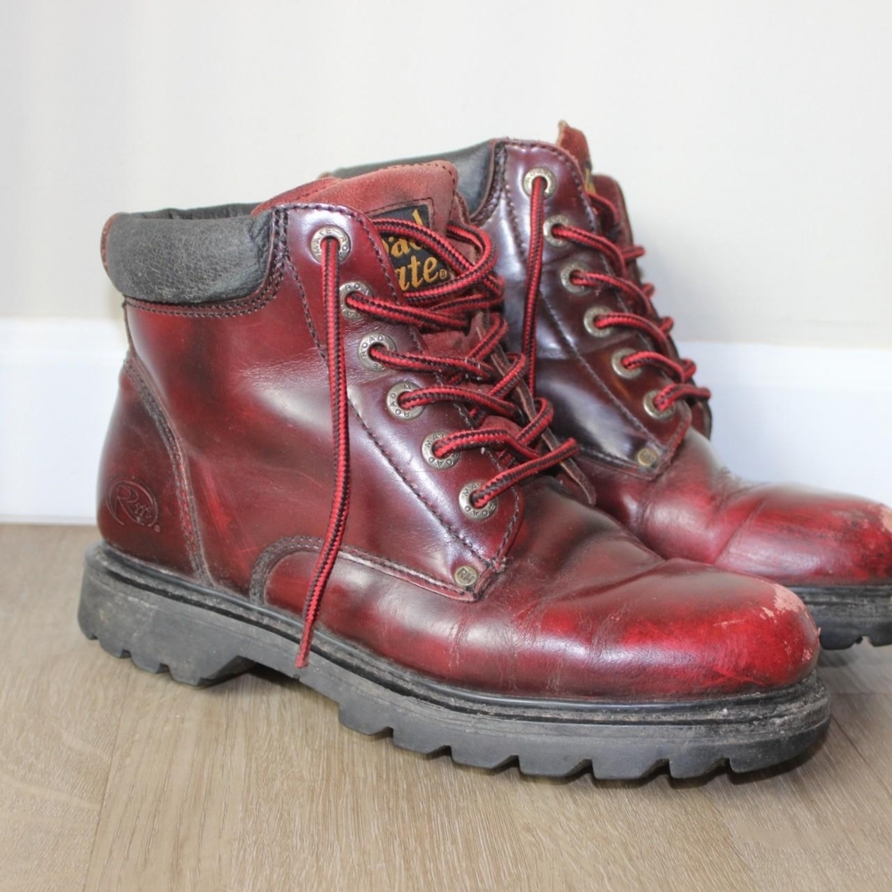 Vintage Road Mate Pillow Sock Red Steel Toe Women 7 Work Boots Punk Rock Ankle